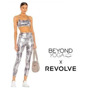 Beyond Yoga X Revolve Metallic Silver High Waisted 7/8 Leggings